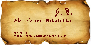 Járányi Nikoletta névjegykártya